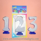 Vela Numero Con Brillo Chispita x1*