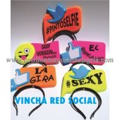 Vincha red social / frases PLASTICA x6*