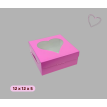 Caja 12cm con visor corazon rosa x10