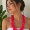 Collar hawaiano flores doble solo rosa x10