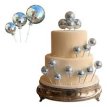 *******Cake topper Bolas espejadas Surtidas plateada CON PINCHE X10 PIEZAS