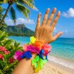 Pulsera flores hawaiana x12 pares