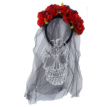 Hallo. Vincha con velo y flores catrina *