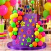 Cake topper bolitas FLUO completo cpm cartelito y bolitas 23 piezas