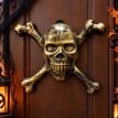 Hallo. Adorno puerta calavera con huesos DORADA para puerta