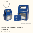 Bolsita con visor y tag feliz dial azul y plata  x10