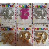 Vela Numero Doble Metal 15/30/40/50 años *