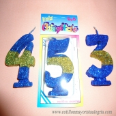 Vela Numero Con Brillo Boca-River x1*