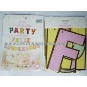 Banderin Feliz cumple Pastel BORDE DORADO