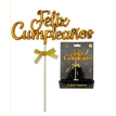 Adorno pinche topper feliz cumpleaños CURSIVA metal