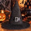 Hallo. Gorro Bruja Negro brilloso con hebilla
